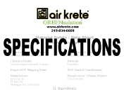 AirKrete Specifications